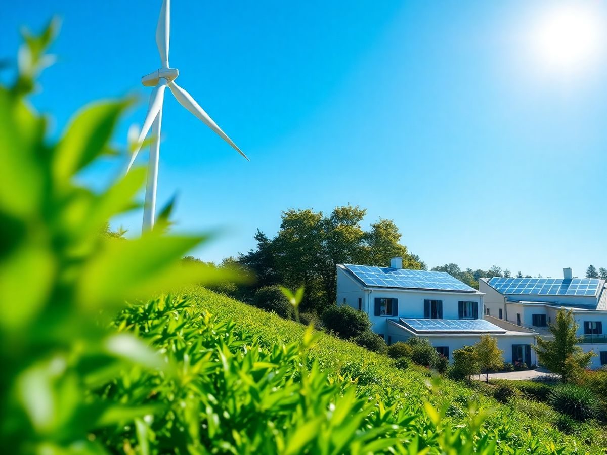 Clădiri moderne și panouri solare, energie verde.