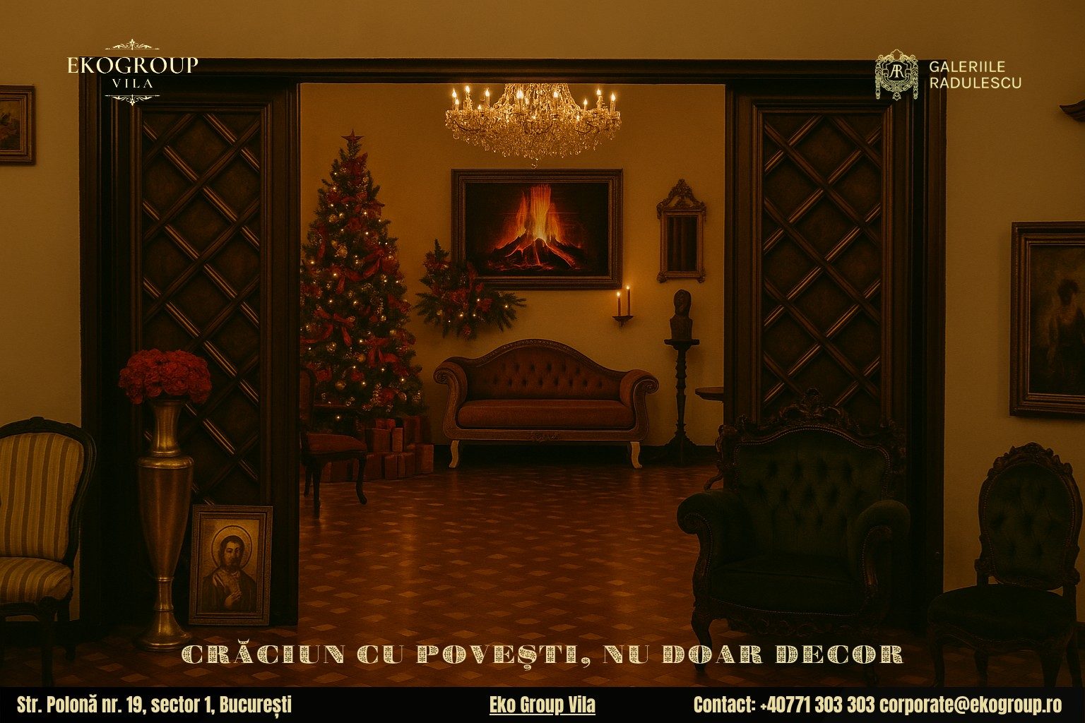 Decoratiuni de Craciun cu Farmecul Eleganței Interbelice: O Experiență Unică la Eko Group Vila 2 Decoratiuni de Craciun cu Farmecul Eleganței Interbelice: O Experiență Unică la Eko Group Vila